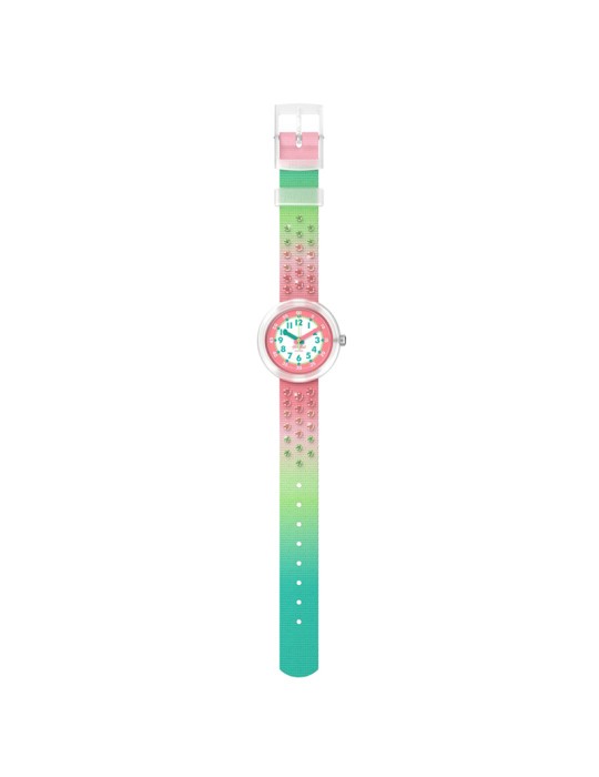 Orologio Flik Flak - 32mm - Verde e Rosa - Cristalli - ZFPNP179