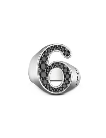 Anello Zancan - Studio in Argento 925% Numero 6 con Pietre Nere - Misura 23 - 0 2