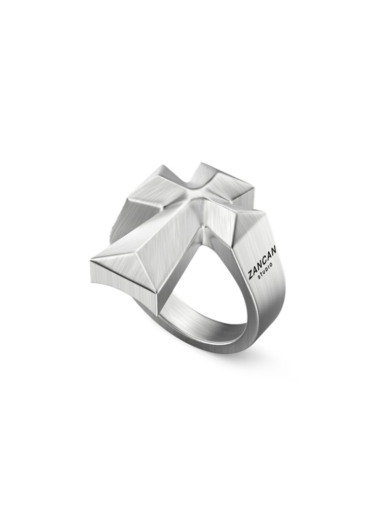 Zancan Holy - Studio 925% Silver Cross Ring - Size 23 - 0