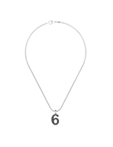 Zancan Necklace - 925% Silver Studio Number 6 with Black Stones - 60cm - 0