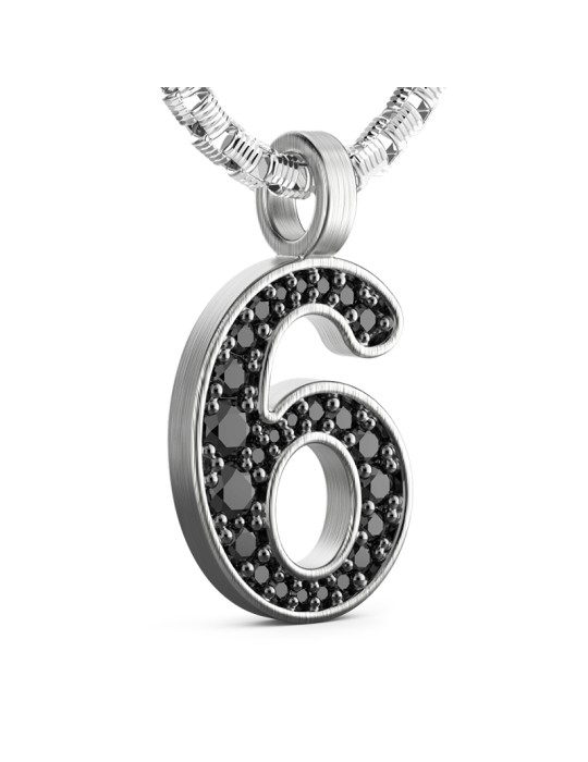Collana Zancan - Studio in Argento 925% Numero 6 con Pietre Nere - 60cm - 0