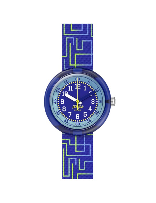 Orologio Flik Flak - 32mm - Blu e Giallo - Labirinti - ZFPNP182