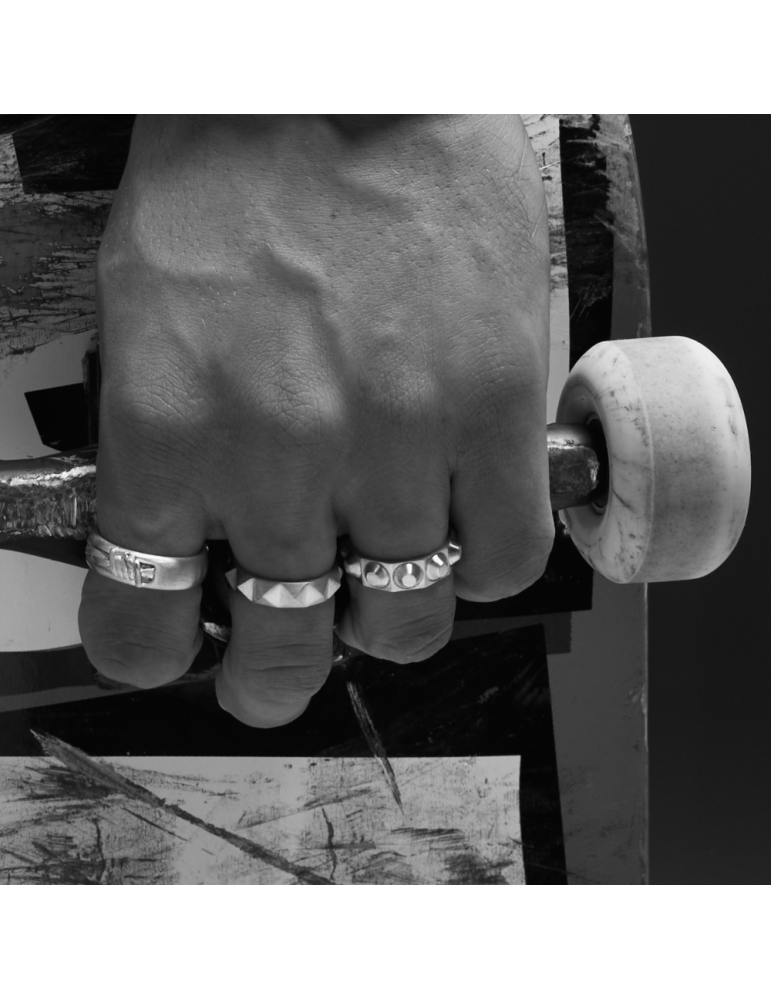 Zancan Stud Ring - 925% Silver Studs - Size 22 - 0