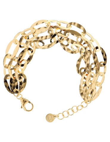 Etruscan Bracelet - Gilded Bronze-Hammered Oval Links-WSET00555.YG