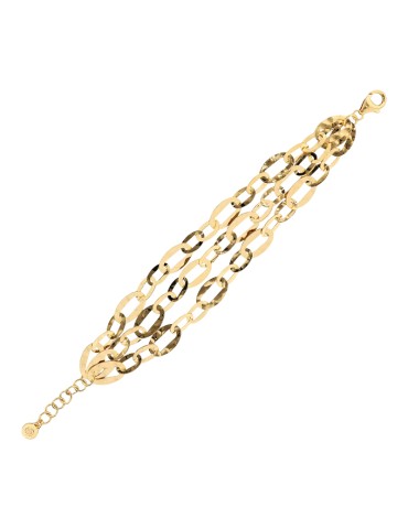 Bracciale Etrusca - Bronzo Dorato-Maglie Ovali Martellate-WSET00555.YG 2