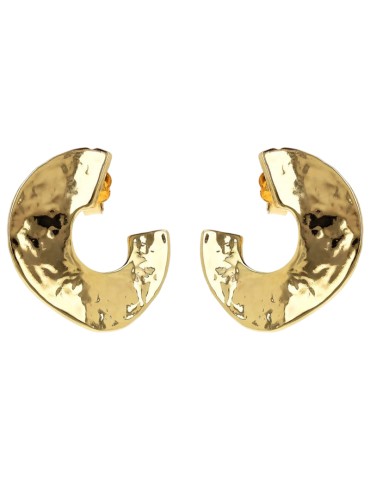 Etruscan earrings - Itaca - Gold - Semicircle-Hammered-WSET00828.YG