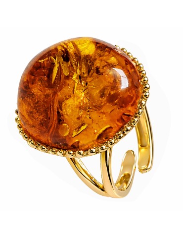 Asako Ring - Adjustable - 925% Gold Plated Silver - Amber - ASAKOA138