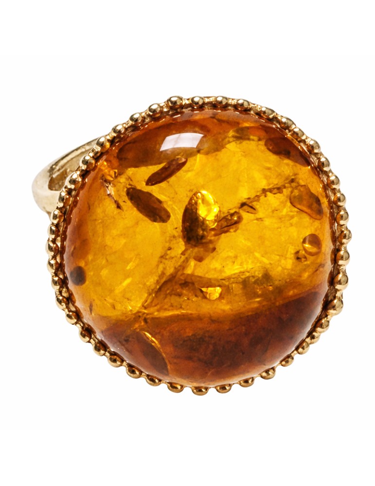 Anello Asako - Regolabile - Argento 925% Dorato - Ambra - ASAKOA138