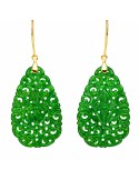 Asako Earrings - Pendants - 925% Silver Gold-Green Jade-ASAKOA329