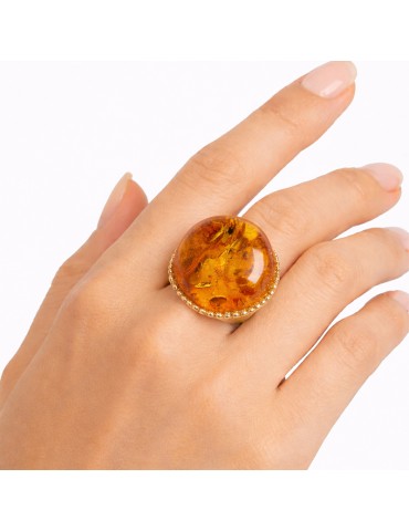 Anello Asako - Regolabile - Argento 925% Dorato - Ambra - ASAKOA138 2