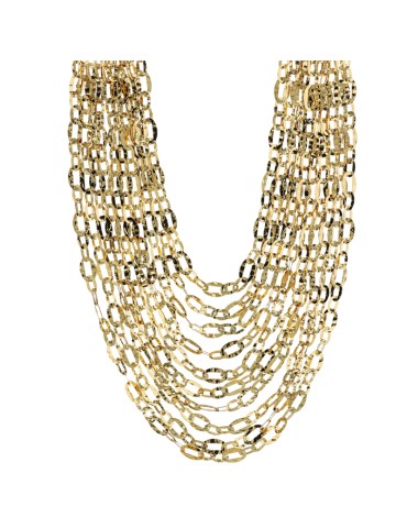 Etruscan Necklace-Graduated Multistrand-Hammered Oval Links-WSET00851.YG