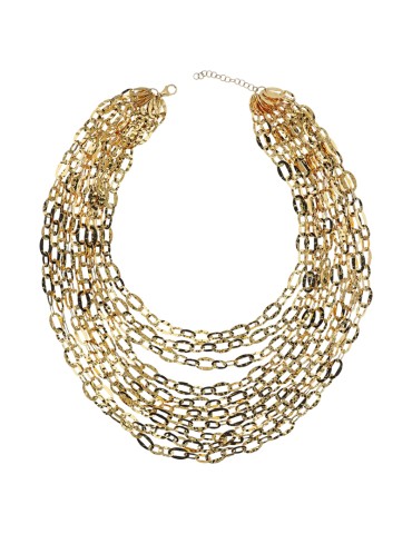 Collana Etrusca-Multifilo Graduata-Maglie Ovali Martellate-WSET00851.YG 2