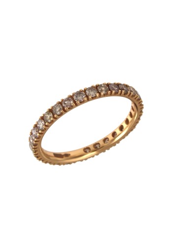 Crieri - Arya 18K Rose Gold Eternity Ring with 1.10 ct Brown Diamonds - 0