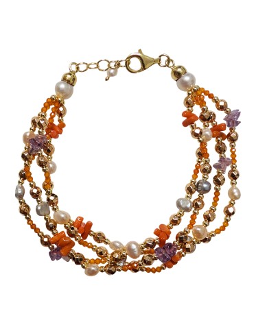 Bracciale Asako - Argento 925% - Corallo Rosso - Ametista - ASAKO27CM