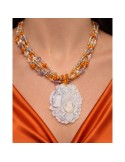 Collana Asako - Argento 925% Dorato - Coralli - Cammeo - ASAKO16CM