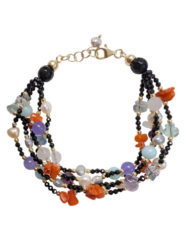 Bracciale Asako - in Argento 925% - Onice - Corallo - ASAKO23K5
