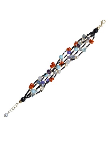 Bracciale Asako - in Argento 925% - Onice - Corallo - ASAKO23K5 2