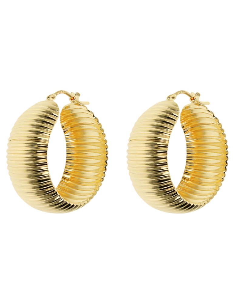 Etruscan Earrings - Itaca-Golden Circle-Striped Texture-WSET00857.YG
