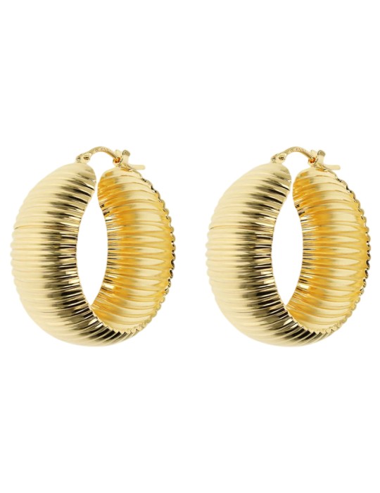 Etruscan Earrings - Itaca-Golden Circle-Striped Texture-WSET00857.YG
