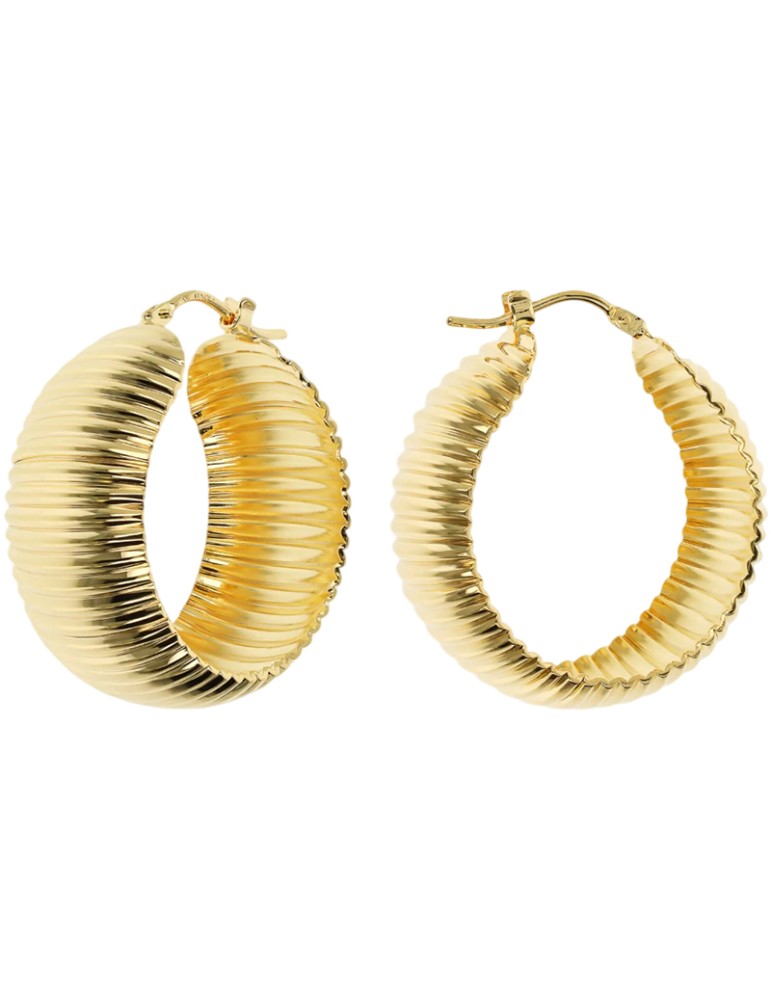 Etruscan Earrings - Itaca-Golden Circle-Striped Texture-WSET00857.YG