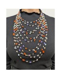 Asako Necklace - 925% Silver - Onyx - Corals - Pearls - ASAKO87K5