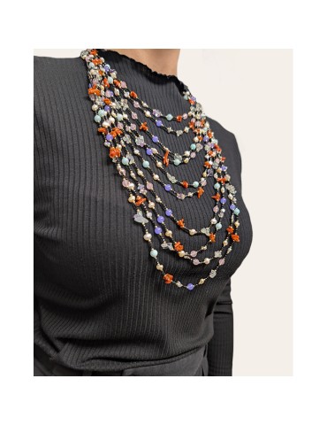 Collana Asako - Argento 925% - Onice - Coralli - Perle - ASAKO87K5 2