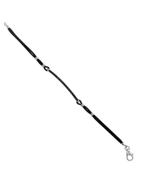 Giovepluvio Bracelet - in Black Cord and 0.38 ct Black Diamonds - 0