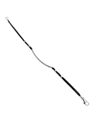 Bracciale Giovepluvio - in Cordino Nero e Diamanti Neri 0,38 ct - 0 2