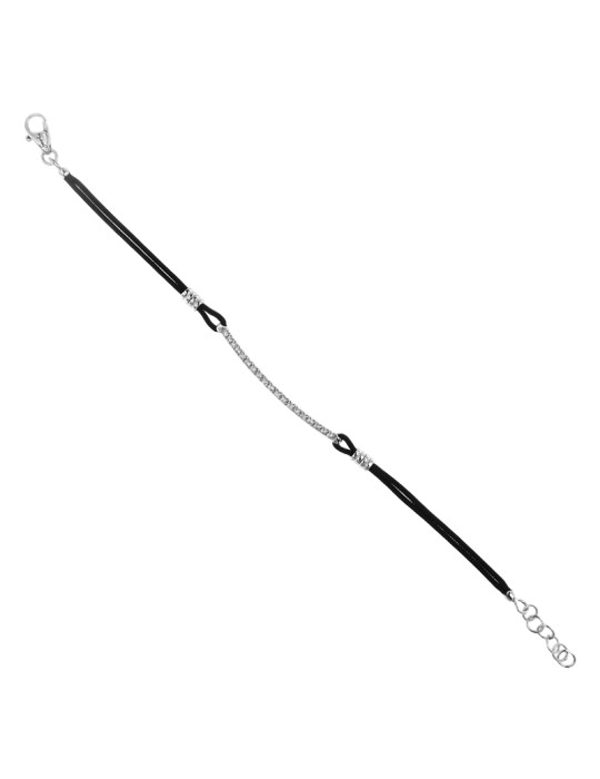 Giovepluvio Bracelet - in Black Cord and 0.38 ct Natural Diamonds - 0