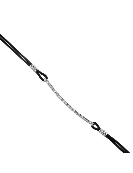 Giovepluvio Bracelet - in Black Cord and 0.38 ct Natural Diamonds - 0