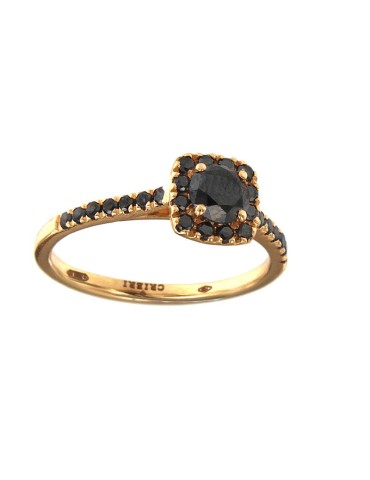 Anello Veretta Crieri - in Oro Rosa 18 Carati con Diamanti Neri 0,90 ct - 0 2