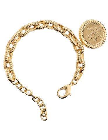 Etruscan Bracelet - Crete - Golden - Striped Links-Coin-WSET00890.YG