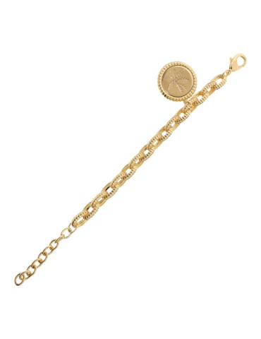 Etruscan Bracelet - Crete - Golden - Striped Links-Coin-WSET00890.YG 2