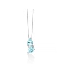 Miluna Necklace - in 18-karat White Gold with Oval Aquamarine Pendants and Natural Diamonds - 0