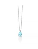 Collana Miluna - in Oro Bianco 18 carati con Pendente Acquamarina Ovale e Diamanti Naturali - 0