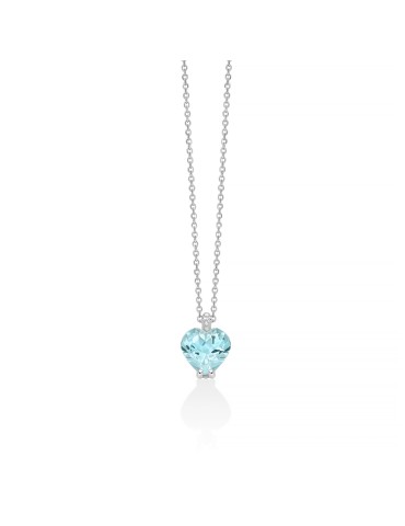 Collana Miluna - in Oro Bianco 18 carati con Pendente Acquamarina a Cuore e Diamanti Naturali - 0