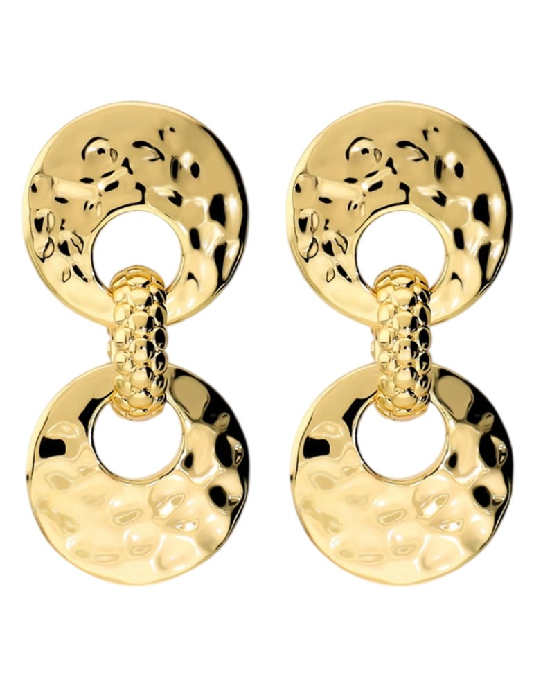 Etruscan Earrings - Pendants - Double Hammered Disc - WSET00958.YG