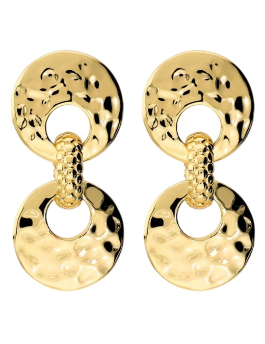 Etruscan Earrings - Pendants - Double Hammered Disc - WSET00958.YG