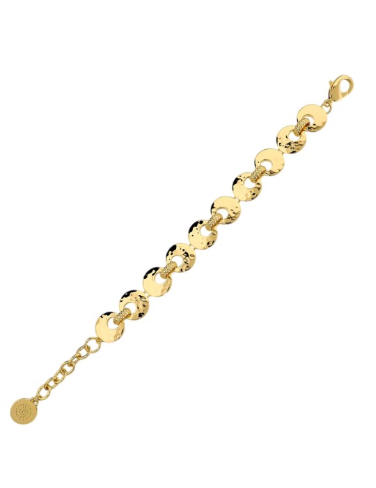 Etruscan Bracelet - Golden - Hammered Discs - Rondelle-WSET00959.YG