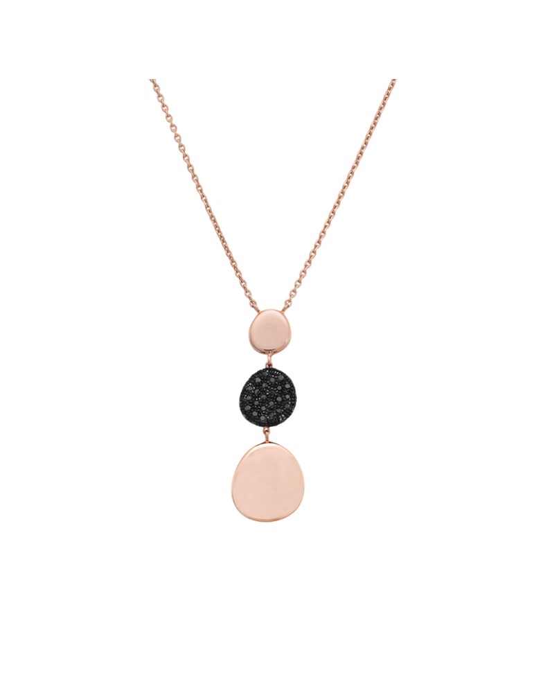 Italo Bottene - IB Noir Necklace in 18K Rose Gold with Pendants and 0.38 ct Black Diamonds - 0
