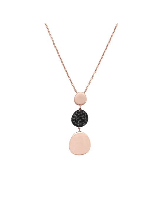 Italo Bottene - IB Noir Necklace in 18K Rose Gold with Pendants and 0.38 ct Black Diamonds - 0