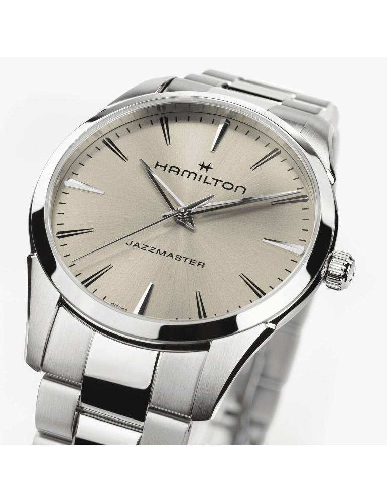 Hamilton Jazzmaster Gent Solo Tempo Quartz 40mm Ivory Beige Watch - 0
