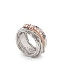 Rubinia Ring - Filodellavita Classic 13 Strands in 925% Silver Gradient Rivers in 9kt Rose Gold and Natural Diamonds - 0