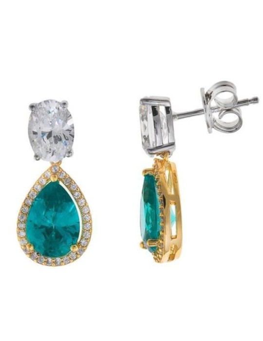 Salvatore Plata earrings - Golden - Cubic Zirconia Turquoise - 136A0810