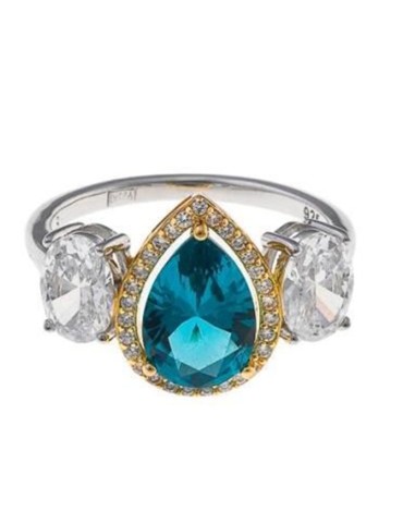 Salvatore Plata Ring - Cubic Zirconia Turquoise-Size 14-136S0441/14