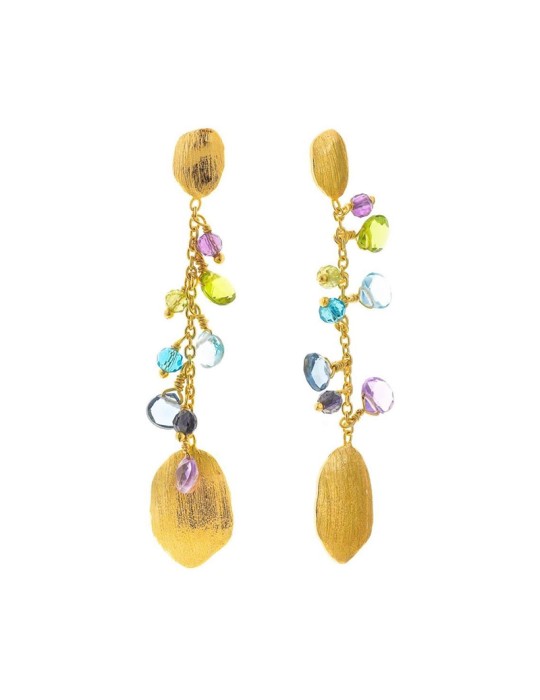 Orecchini Salvatore Plata -Pendenti-Dorati-Cristalli Colorati-163AM006