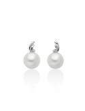 Orecchini Miluna - in Oro Bianco 18 carati con Perle 7,5-8mm e Diamanti Naturali - 0