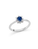 Miluna Ring - in 18-karat White Gold with Sapphire and Natural Diamonds - 0
