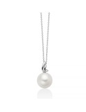 Collana Miluna - Collier in Oro Bianco 18 Carati Perla 8-8,5mm e Diamante Naturale - 0