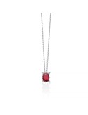 Collana Miluna - in Oro Bianco 18 carati con Pendente Rubino Ovale e Diamanti Naturali - 0